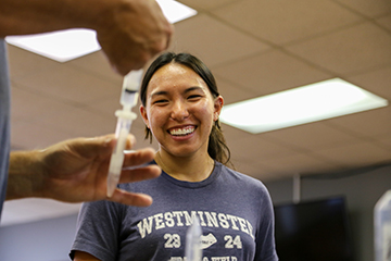 student watching a demonstration